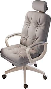 Silla de Oficina Beige con Respaldo Medio y Ruedas