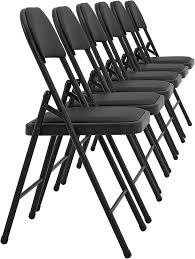 Set de 6 Sillas de Oficina Plegables - Cuero Sintético Negro