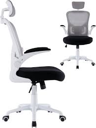Silla de Oficina Ergonómica Blanca con Reposabrazos y Soporte Lumbar